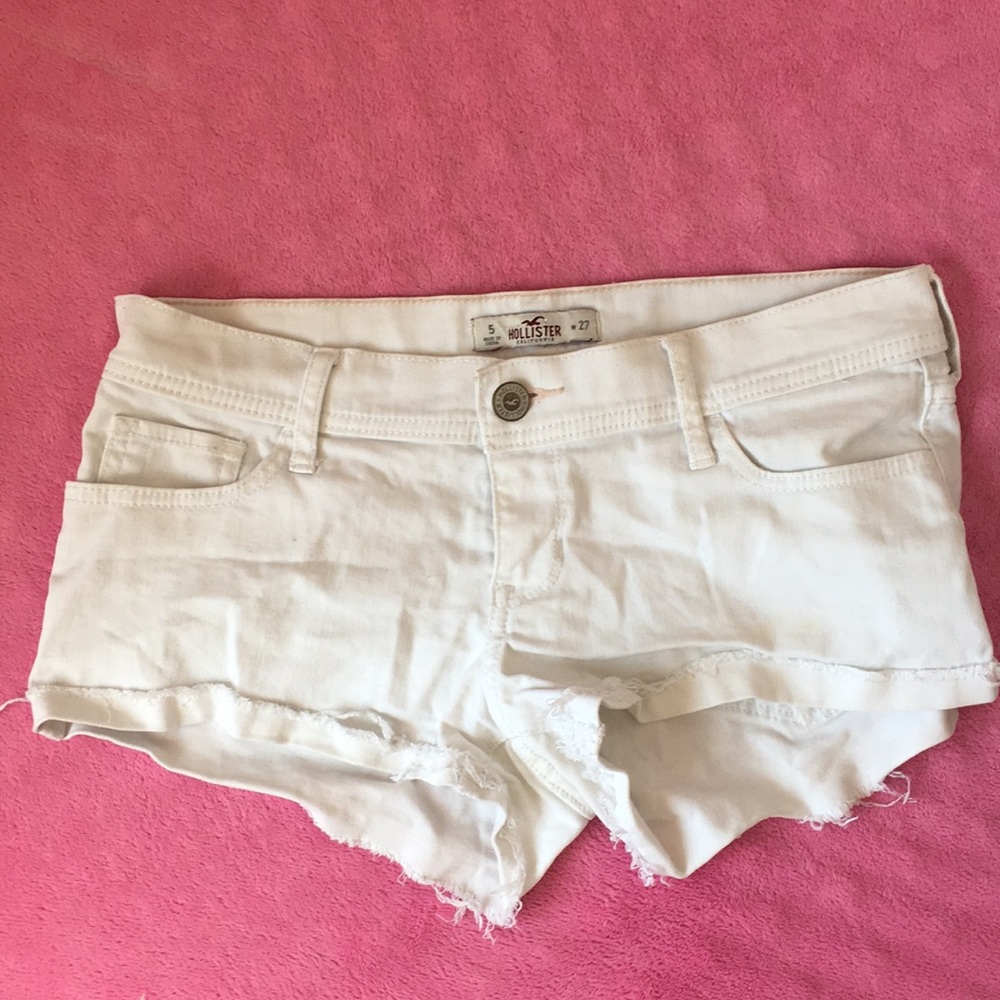 Hollister white jean shorts